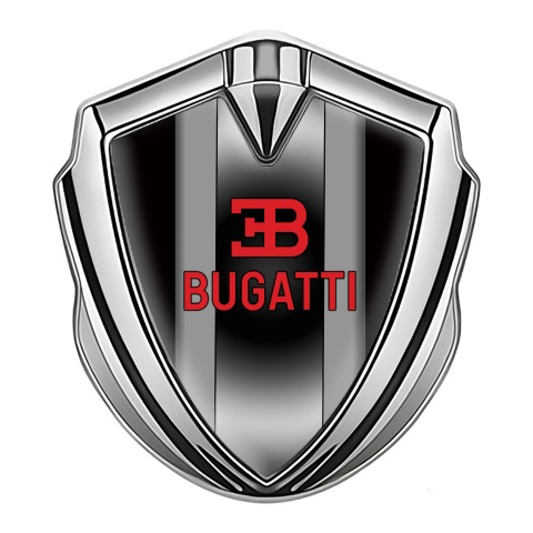 Bugatti 3d Emblem Badge Silver Black Base Polished Metal Console