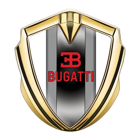 Bugatti Emblem Badge Self Adhesive Gold White Base Polished Metal