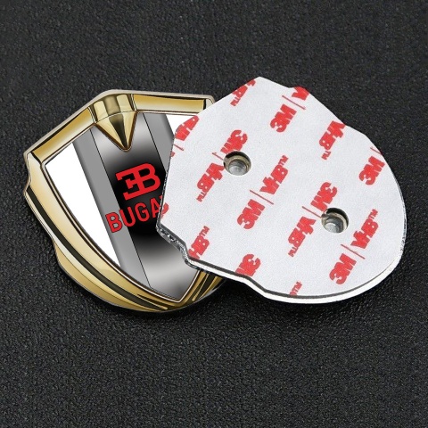Bugatti Emblem Badge Self Adhesive Gold White Base Polished Metal