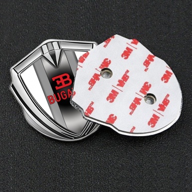 Bugatti Emblem Badge Self Adhesive Silver White Base Polished Metal