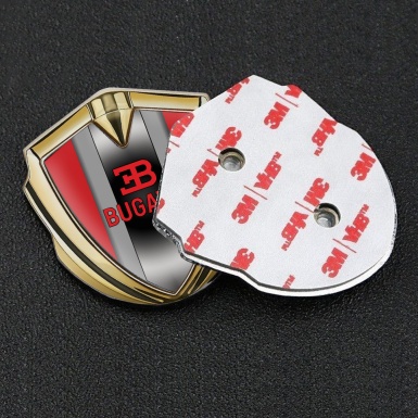 Bugatti Silicon Emblem Badge Gold Crimson Frame Polished Metal Console