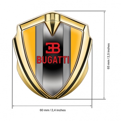 Bugatti Emblem Car Badge Gold Yellow Frame Polished Metal Console