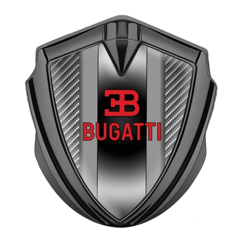 Bugatti Emblem Silicon Badge Graphite Light Carbon Polished Metal Console