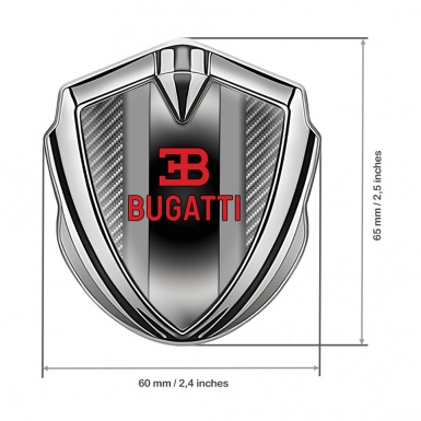 Bugatti Metal Domed Emblem Silver Light Carbon Polished Metal Console