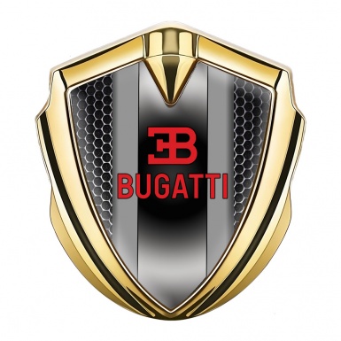 Bugatti Metal Domed Emblem Gold Steel Grate Polished Metal Console