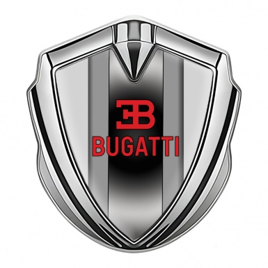 Bugatti Badge Self Adhesive Silver Grey Frame Polished Metal Console