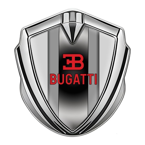 Bugatti Badge Self Adhesive Silver Grey Frame Polished Metal Console