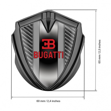 Bugatti Emblem Fender Badge Graphite Dark Carbon Polished Metal Console