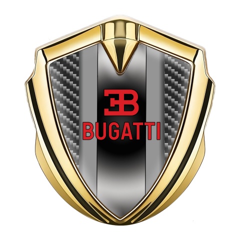 Bugatti Emblem Fender Badge Gold Dark Carbon Polished Metal Console