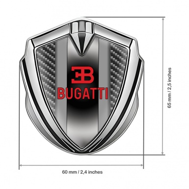 Bugatti Emblem Fender Badge Silver Dark Carbon Polished Metal Console