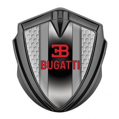 Bugatti Metal Emblem Self Adhesive Graphite Grey Hexagon Polished Metal