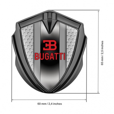 Bugatti Metal Emblem Self Adhesive Graphite Grey Hexagon Polished Metal