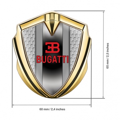 Bugatti Metal Emblem Self Adhesive Gold Grey Hexagon Polished Metal
