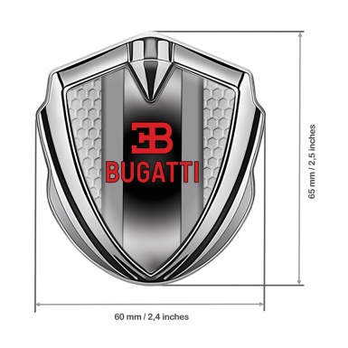 Bugatti Metal Emblem Self Adhesive Silver Grey Hexagon Polished Metal