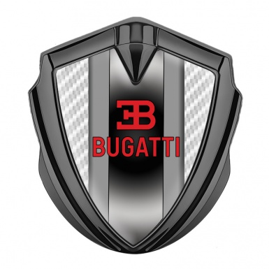 Bugatti Fender Emblem Badge Graphite White Carbon Polished Metal Motif