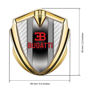 Bugatti Fender Emblem Badge Gold White Carbon Polished Metal Motif