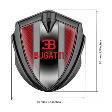 Bugatti Emblem Trunk Badge Graphite Red Carbon Polished Metal Motif