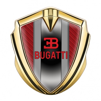 Bugatti Emblem Trunk Badge Gold Red Carbon Polished Metal Motif