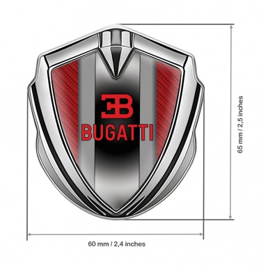 Bugatti Emblem Trunk Badge Silver Red Carbon Polished Metal Motif