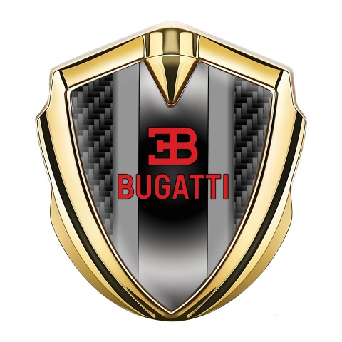 Bugatti Emblem Self Adhesive Gold Black Carbon Polished Metal Motif