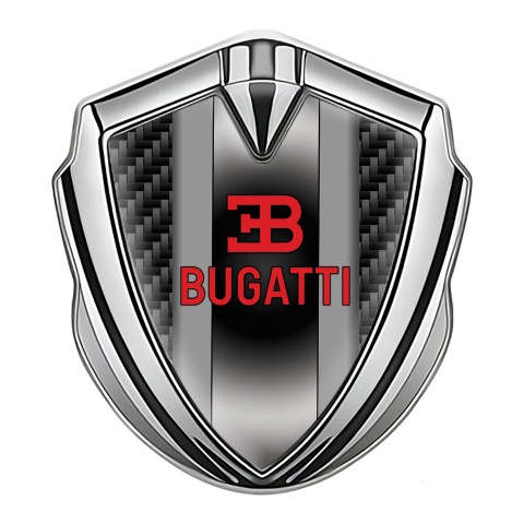 Bugatti Emblem Self Adhesive Silver Black Carbon Polished Metal Motif
