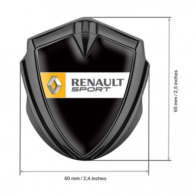 Renault Metal Emblem Badge Graphite Black Print Orange Sport Edition