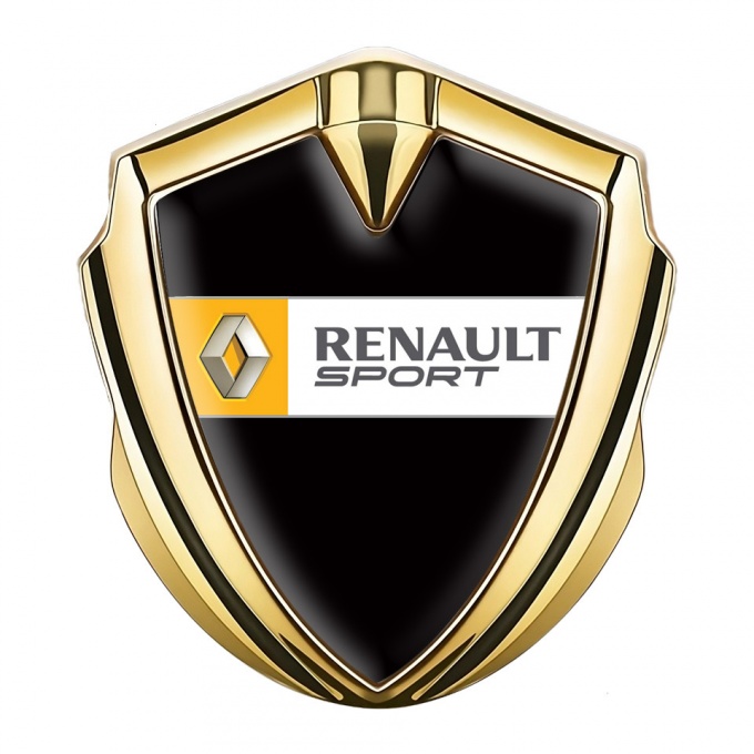 Renault Metal Emblem Badge Gold Black Print Orange Sport Edition