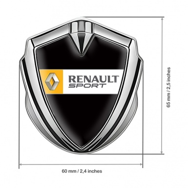 Renault Metal Emblem Badge Silver Black Print Orange Sport Edition