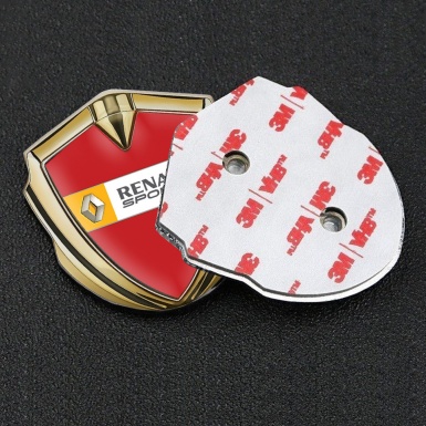 Renault Domed Emblem Badge Gold Crimson Print Orange Sport Edition