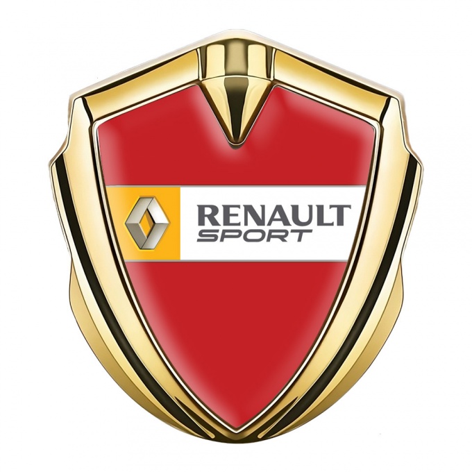 Renault Domed Emblem Badge Gold Crimson Print Orange Sport Edition