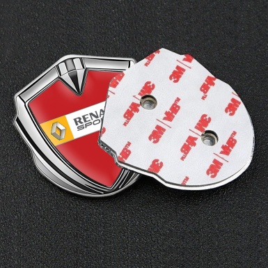 Renault Domed Emblem Badge Silver Crimson Print Orange Sport Edition