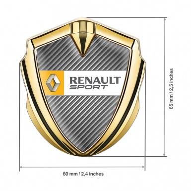 Renault Emblem Metal Badge Gold Light Carbon Orange Sport Edition