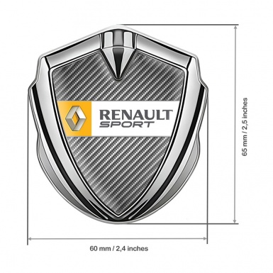 Renault Emblem Metal Badge Silver Light Carbon Orange Sport Edition