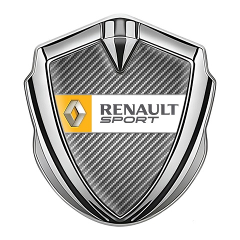 Renault Emblem Metal Badge Silver Light Carbon Orange Sport Edition