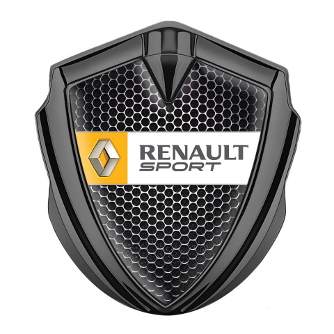 Renault 3d Emblem Badge Graphite Dark Grate Orange Sport Edition