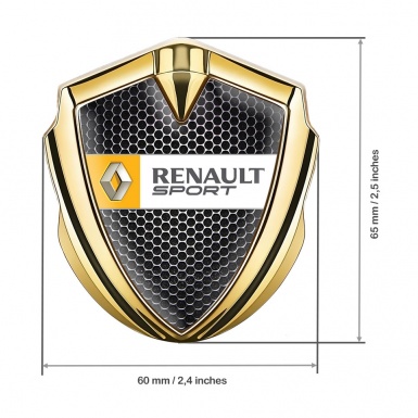 Renault 3d Emblem Badge Gold Dark Grate Orange Sport Edition