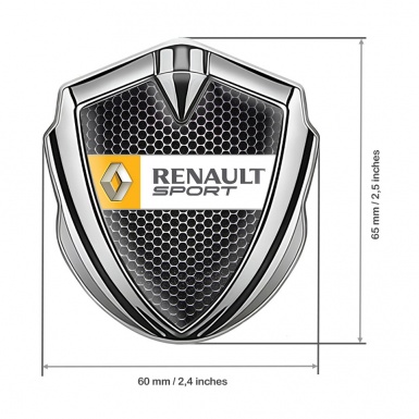 Renault 3d Emblem Badge Silver Dark Grate Orange Sport Edition