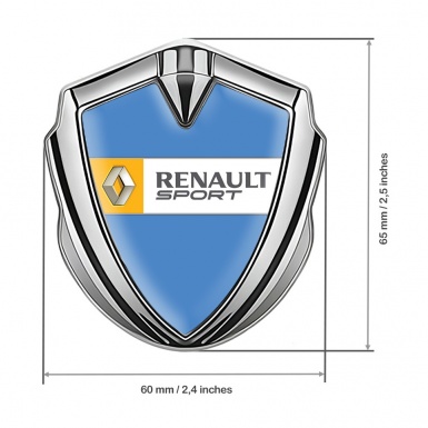 Renault Emblem Badge Self Adhesive Silver Blue Frame Sport Edition