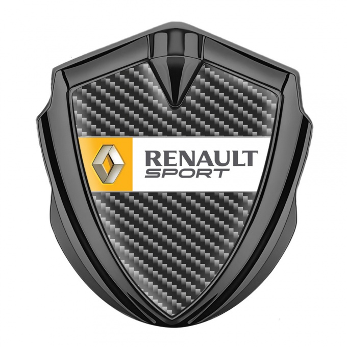 Renault Emblem Car Badge Graphite Dark Carbon Orange Sport Design