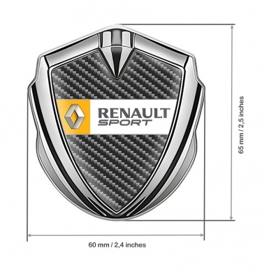 Renault Emblem Car Badge Silver Dark Carbon Orange Sport Design