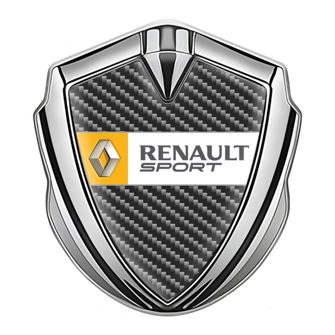 Renault Emblem Car Badge Silver Dark Carbon Orange Sport Design
