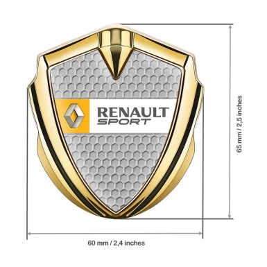 Renault Metal Domed Emblem Gold Honeycomb Orange Sport Edition