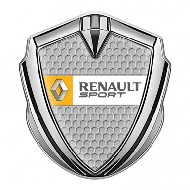 Renault Metal Domed Emblem Silver Honeycomb Orange Sport Edition