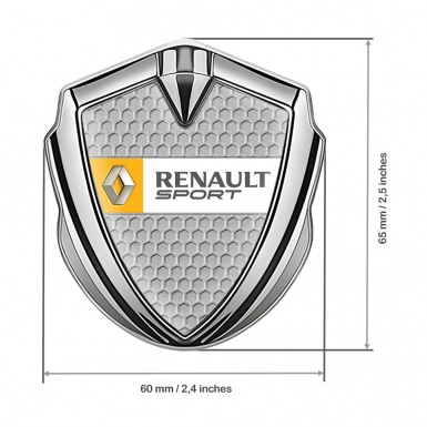 Renault Metal Domed Emblem Silver Honeycomb Orange Sport Edition
