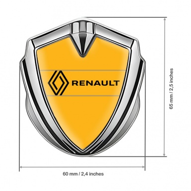 Renault Fender Emblem Badge Silver Orange Base Modern Logo Edition