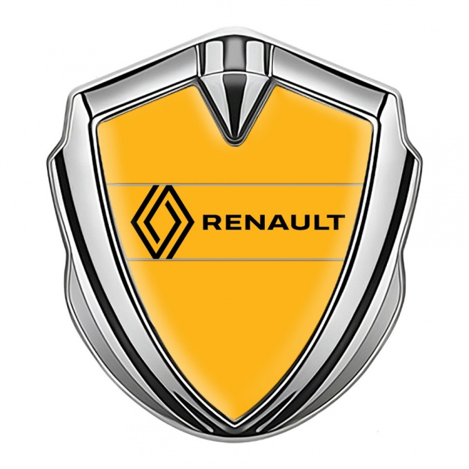 Renault Fender Emblem Badge Silver Orange Base Modern Logo Edition