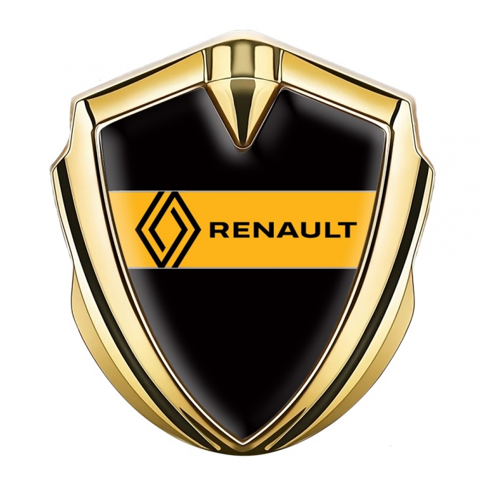 Renault Emblem Trunk Badge Gold Black Base Modern Logo Edition