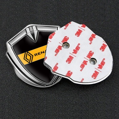 Renault Emblem Trunk Badge Silver Black Base Modern Logo Edition