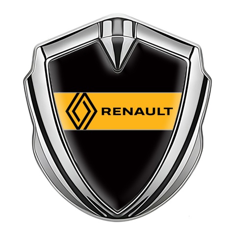 Renault Emblem Trunk Badge Silver Black Base Modern Logo Edition