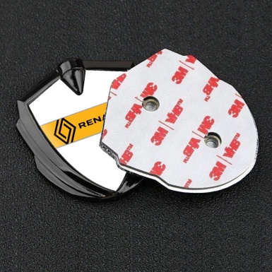 Renault Metal Emblem Badge Graphite White Print Modern Logo Edition